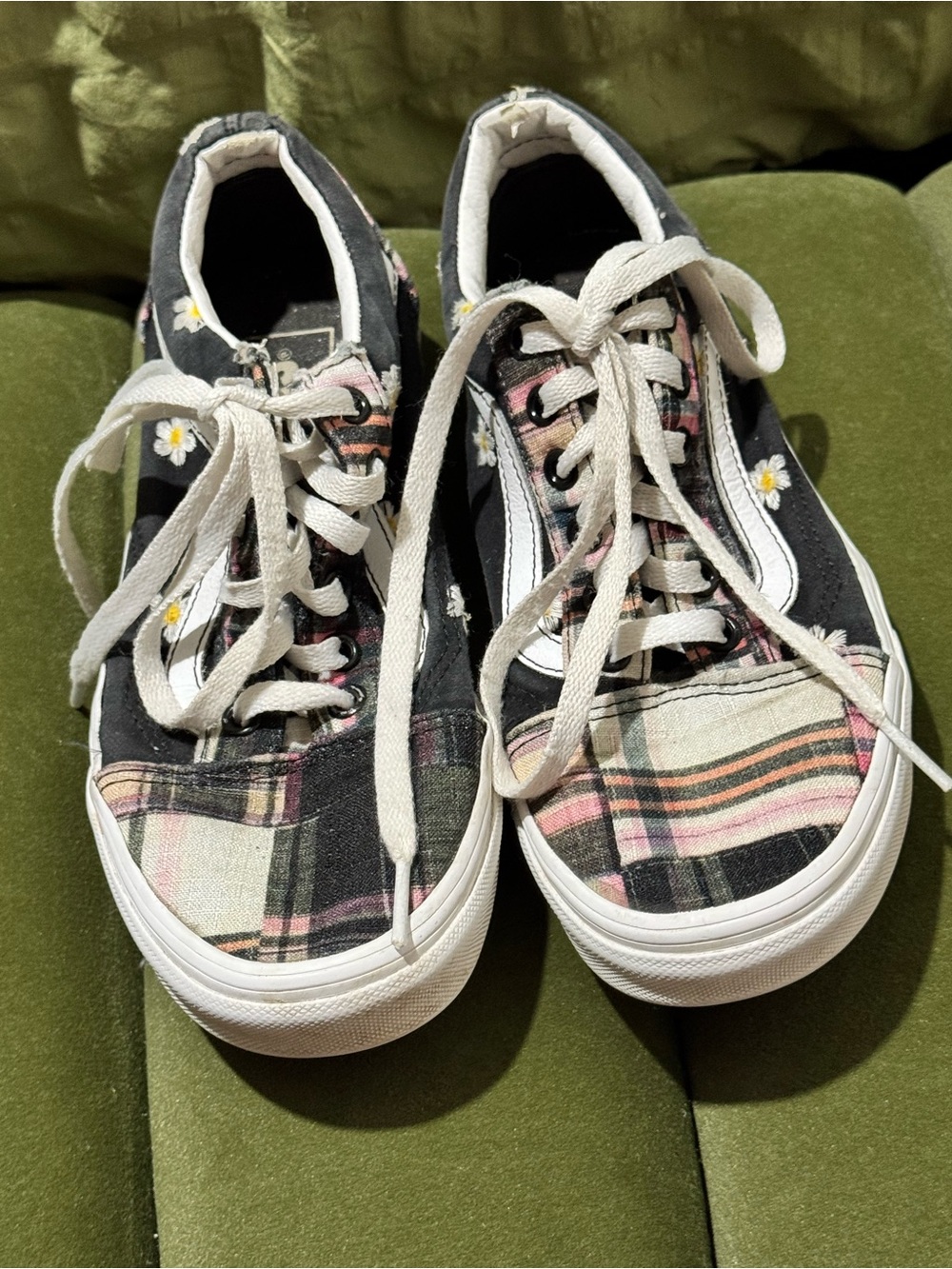 VANS OLD SKOOL FLORAL PLAID PATCHWORK WOMEN SZ 7 SHOES
